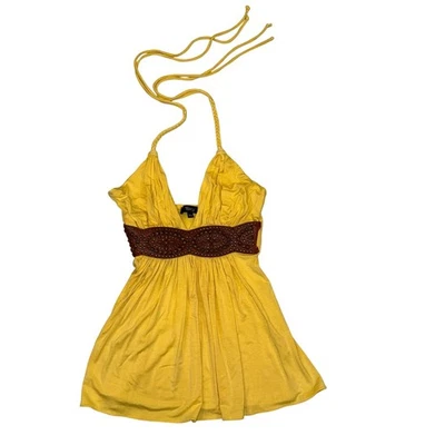 Top halter vintage con adorno de cuero amarillo cielo XS Foto 1 de 4