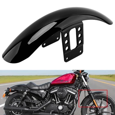Vivid Black Front Fender Fit For Harley Sportster XL Iron 1200 XL883 XL1200 72 - Image 1 of 4