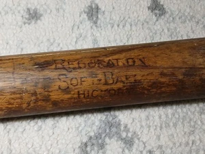1930s Vintage HILLERICH AND BRADSBY NO. 52H H & B OFFICIAL SOFTBALL HICKORY BAT - Imagen 1 de 24