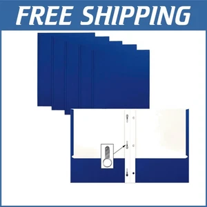 Sturdy Blue 2-Pocket Folders with Prongs - 50 Pack, Ideal for Document Storage - Picture 1 of 8