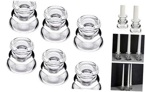 Glass Candlestick Holders, Set of Taper Candle Holders for Wedding, 6 Clear - Picture 1 of 7