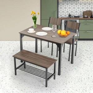 SPARE REPAIR Dining Table and 2 Chairs 1 Storage Bench Set 4 Piece Bistro Grey W - Picture 1 of 12