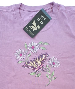 Life Is Good SS Camisa Trituradora Camiseta TIGRE MARIPOSA MARGARITAS Flor 50 pulgadas Mujer XXL - Imagen 1 de 7