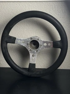 Leather Stitched Steering Wheel Vintage 13 Inch Made in Italy 1978 - Picture 1 of 6
