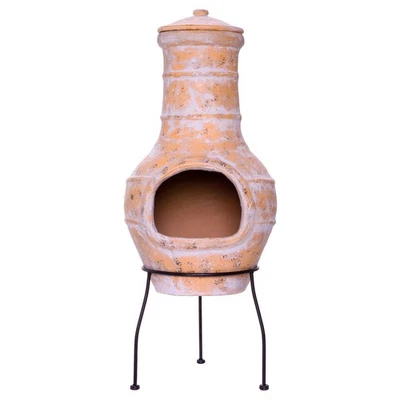 Horno de terraza chimenea de jardín terracota 85 cm 19 kg ranura triple horno de jardín arcilla - Imagen 1 de 4
