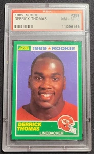Derrick Thomas 1989 Score Rookie RC #258 Kansas City Chiefs PSA 8 - Imagen 1 de 2