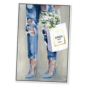 Stampa su tela arte da parete moda e glam 24L" x 16W" cornice galleggiante bianca - Foto 1 di 8