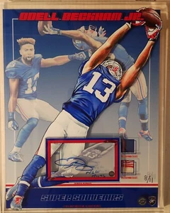 Odell Beckham Jr Autograph Inscribed 11x14 Super Souvenirs Player-Worn Steiner - Picture 1 of 6
