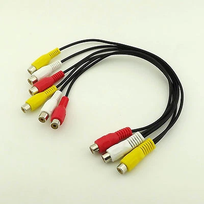 1pc 3 RCA Female to 6 RCA Jack Splitter Composite Audio Video AV Adapter Cable - Image 1 of 4