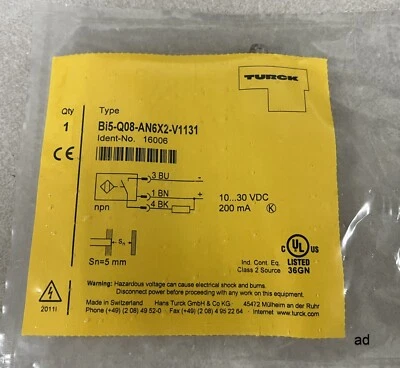 Turk Bi5-Q08-AN6X2-V1131 Inductive Proximity Sensor - Image 1 of 3