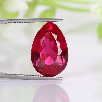 Lab-Created 14.00 Carat Pear Cut red Ruby Loose Gem Stone For Pendant Making - Image 1 of 3