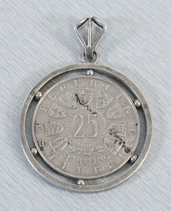 25 chelines moneda conmemorativa de plata 200 años W. A. Mozart 1756 - 1956 con montura - Imagen 1 de 2