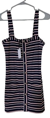 Olivaceous Tank Dress With Pockets Size Medium M Pink Blue Stripe 90’s Y2K Vibe - Image 1 of 4