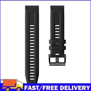 Silicone Strap for Fenix 7/6 Pro/5 22mm Sport Watch Bracelet (Black) - Afbeelding 1 van 8