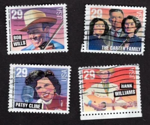 #2771-74 Legends of American Music, Country & Western Stamps, Used, Off paper - Picture 1 of 1