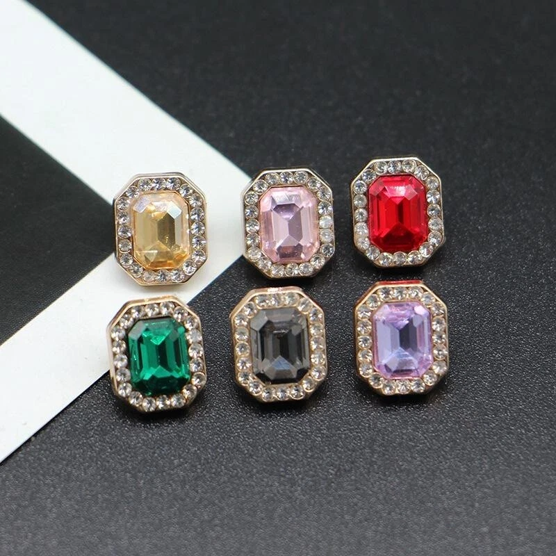 10X Glitter Rhinestone Buttons Glass Metal Loop for Costume Knitwear Decoration - Image 1 of 4
