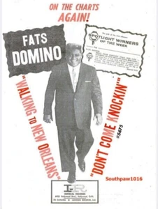 1960 Fats Domino "Walking To New Orleans" Release Industry Promo Reprint Ad - Picture 1 of 1