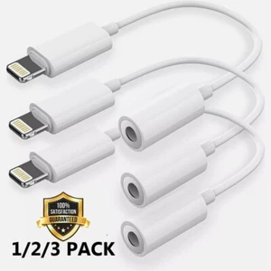 1-3PCS For iPhone Headphone Adapter Jack 8Pin to 3.5mm Aux Cord Dongle Converter - Picture 1 of 16