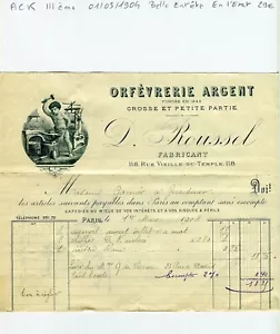 Paris III ème 118 Rue Vieille du Temple - Belle Entête d'une Orfèvrerie de 1904 - Picture 1 of 1