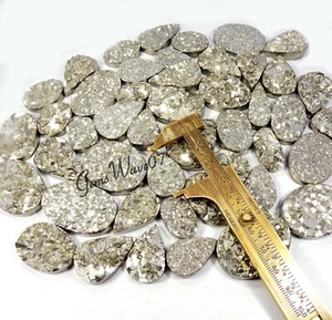 Golden Pyrite Druzy Cabochon Natural Geode Gemstone Wholesale Lot Up To 5000 Cts - Picture 1 of 9