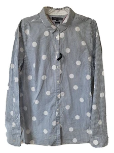 TOMMY HILFIGER sz 10 SHIRTS STRETCH STRIPED POLKA DOT FORMAL SOFT LONG SLEEVES - Picture 1 of 8