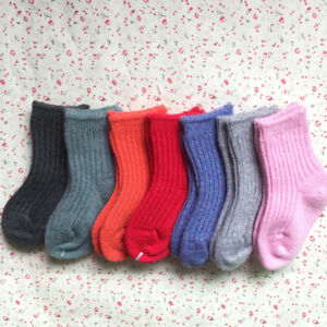 3-6 Pairs Child Girls Boys Cashmere Wool Thicken Warm Multi-Color Socks 1-12Y
