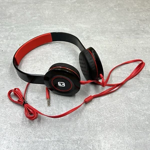 iHome Padded Ear and Headband Headphones Black Red Flat Wire Basic 3.5mm Jack - Picture 1 of 8