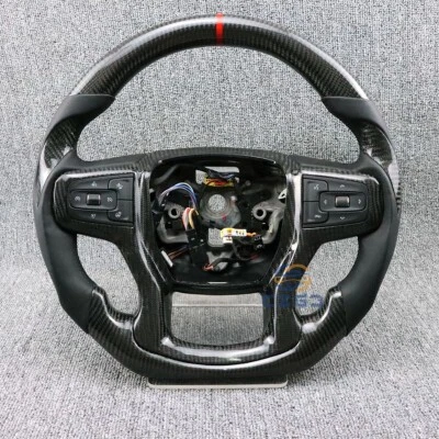 Carbon Fiber Steering Wheel for Chevrolet Tahoe Suburban Silverado 1500 19-24 - Image 1 of 4
