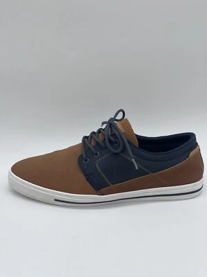 Tênis masculino ALDO Omono couro liso cano baixo tamanho 9 bronzeado escuro e azul marinho - Imagem 1 de 4