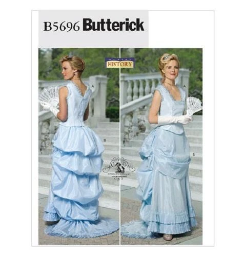 1800s Victorian Bustle Dress Top Skirt Steampunk Sew Pattern 8-14 Butterick 5696