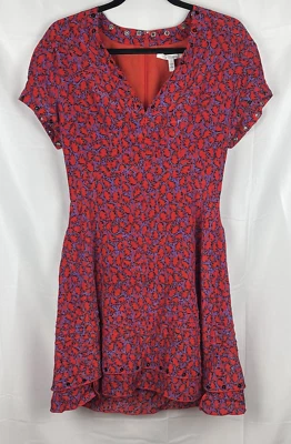 Derek Lam 10 Crosby Silk Blend Mini A-Lined Dress Red Violet Artsy Womens 6 $525 - Image 1 of 4