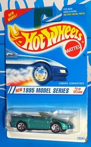 Hot Wheels 1995 Model Series #344 Camaro Convertible grün mit 5SP brauner Rückseite - Bild 1 von 3