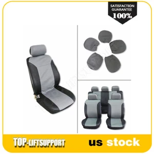 New Gray Black Embossed cloth Breathable Car Seat covers with Headrest Covers - Picture 1 of 8