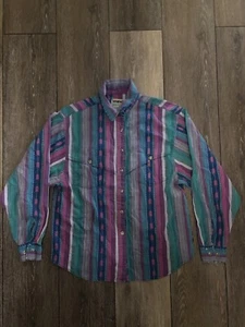 Vintage Wrangler Shirt Womens XL Multicolor Geometric Button 70s Cowgirl Western - Picture 1 of 8