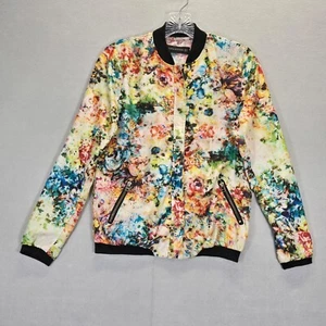 Zara Woman Outerwear Floral Bomber Medium Jacket Full Zip relaxed pockets - Picture 1 of 19