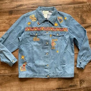 QUACKER FACTORY Vintage Americana Patch Embroidery Denim Jacket,Multi, M(NWT) - Picture 1 of 15