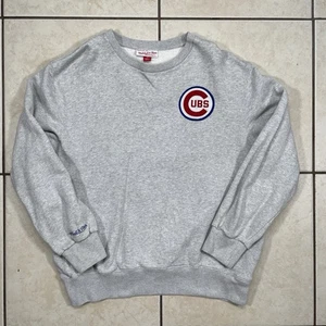 Chicago Cubs MLB Mitchell & Ness Sweatshirt Large Illinois Gray Embroidered - Picture 1 of 13