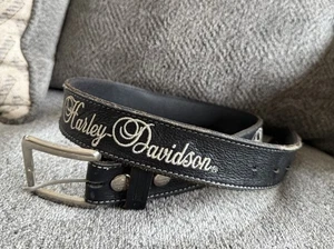 Harley Davidson besticktes Logo Ledergürtel in Schwarz & Creme Damen 28 USA - Bild 1 von 15