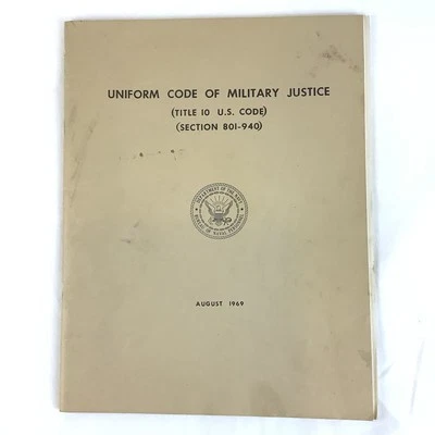 Uniform Code Of Military Justice 1969 Title 10 Sec 801-940 W/Correspondence Test - Image 1 of 4