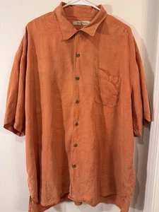 Camisa Tommy Bahama 100% Seda Tropical Naranja Manga Corta Talla 2XL XXL - Imagen 1 de 8