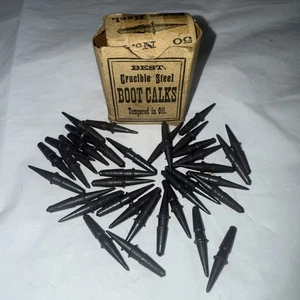 Vintage BEST Crucible Steel BOOT CALKS Spikes No, 4 Size Forestry Logging Hiking - Picture 1 of 8