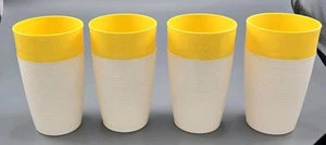 Unbranded Ribbed 4 White and Yellow Tumblers Vintage Styled R45  - Picture 1 of 4