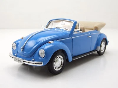 VW Maggiolino Cabrio 1969 Blu Modellino 1:24 Welly - Immagine 1 di 4