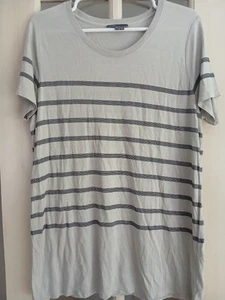 Vince Men’s Size XL Silk Blend Grey Striped Shortsleeve Shirt EUC - Picture 1 of 5