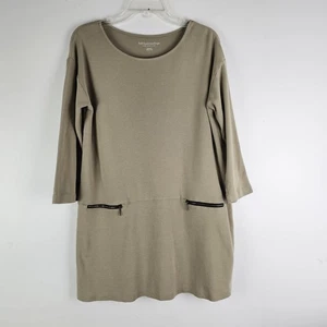 Weiche Umrandung Moda Tunika Top beige Baumwolle Reißverschluss Taschen Damen Gr. Medium - Bild 1 von 8
