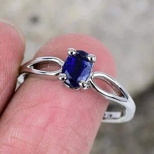 Blue Sapphire Ring 925 Sterling Silver Ring For Women Purpose Ring Dainty Gift - Picture 1 of 4