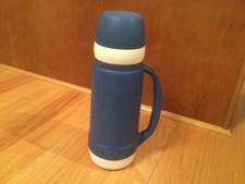 Thermos blue and white, glass insulated,  lightly used, great condition. 
