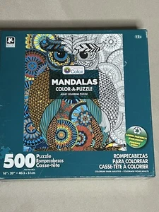 Karmin Creations Mandalas 500 Piece Puzzle Owl Color-A-Puzzle (New) - Picture 1 of 6