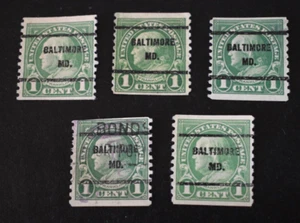 5 - 1923 US Scott #597 - 1 Cent Baltimore, MD Precancels - Used/NG/LH/F-VF - Picture 1 of 2