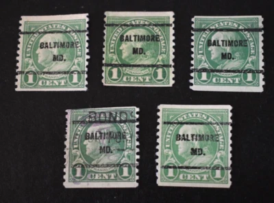 5 - 1923 US Scott #597 - 1 Cent Baltimore, MD Precancels - Used/NG/LH/F-VF - Image 1 of 2
